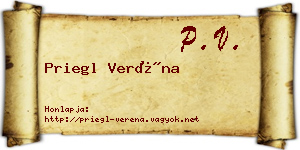 Priegl Veréna névjegykártya